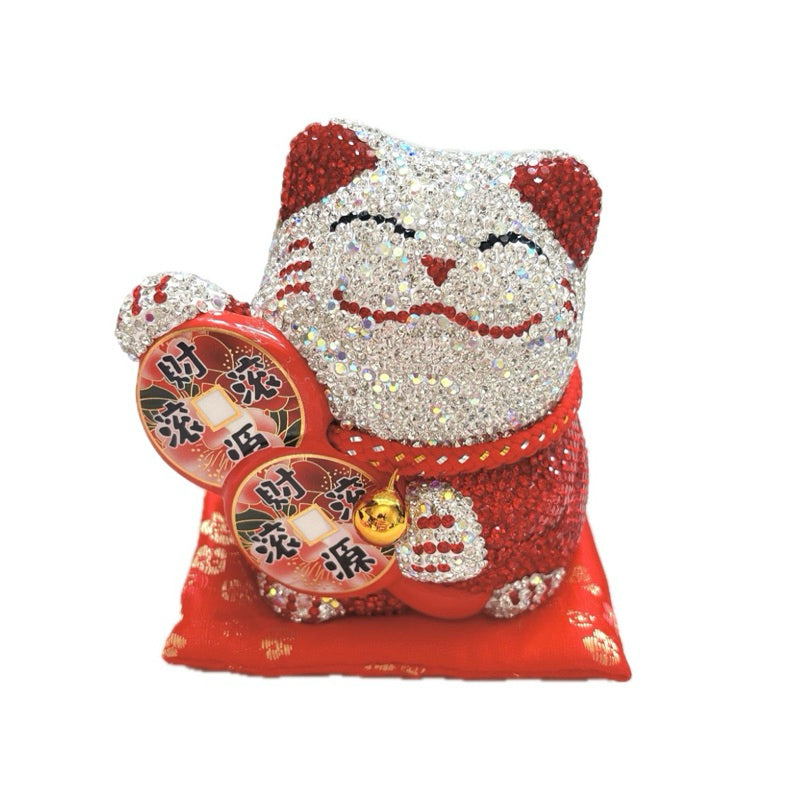 [SG Instocks) Diamond Bling Rhinestone Fortune Cat (With Cushion)