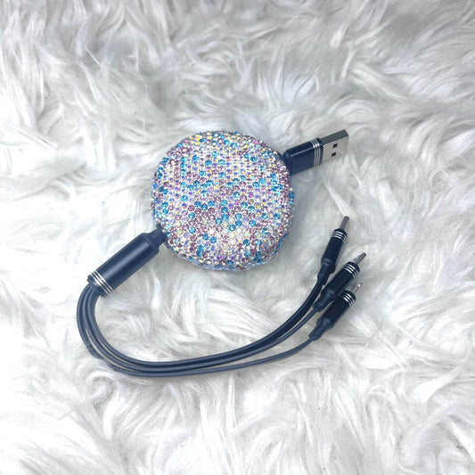 Diamond Bling Rhinestone 3 in 1 Fast Charging Cable